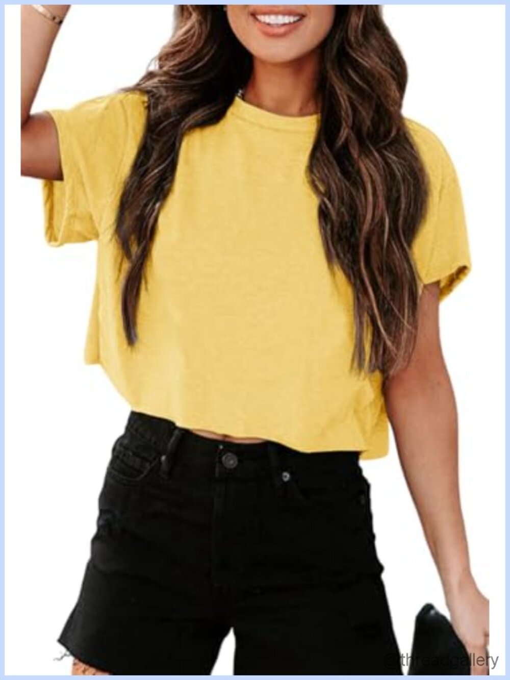 Women Short Sleeve Cropped T-Shirt Crew Neck Loose Fit Summer Basic Tee